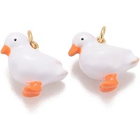 Charm en Émail Plaqué Or 18K Canard avec Anneaux de Saut — Breloques et pendentifs