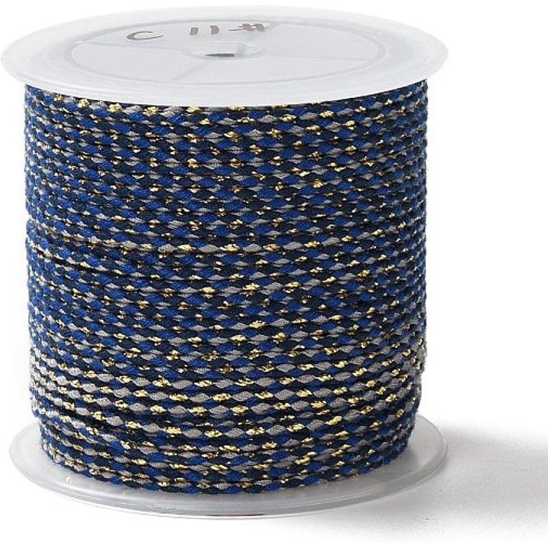 4-Ply Polycotton Cord with Gold Wire for Macrame Crafts, Dark Blue — Chains, Wire & Cord