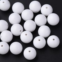 Perles Acryliques Opaques Rondes, Blanches, 20x19mm, Trou de 3mm, 111pcs — Perles à bijoux
