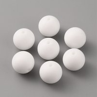 Perles Focal Rondes en Silicone Écologique, Blanches, 15mm, Trou: 2mm — Perles à bijoux