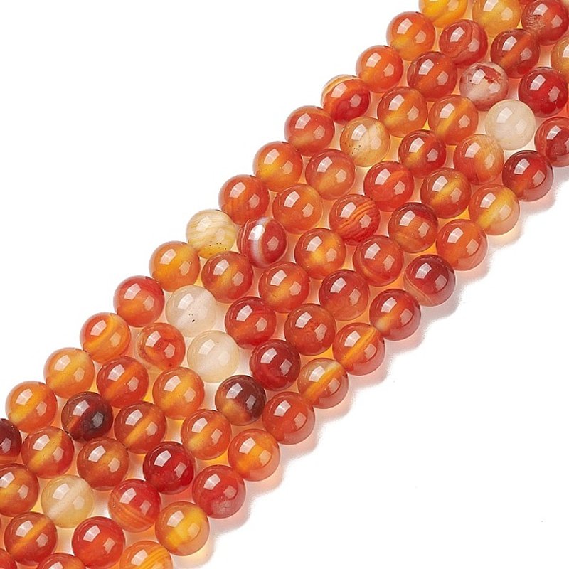 Brins de Perles de Cornaline Naturelle, Ronde, 8mm, 48pcs/brin — Perles à bijoux