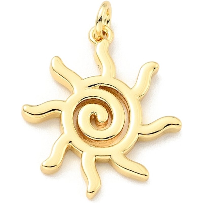 Brass Sun Pendant with Jump Ring, 18K Gold Plated — Charms & Pendants