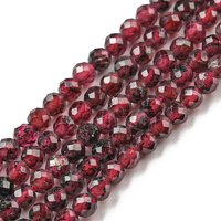 Brins de Perles de Grenat Naturel, Ronde Facettée, 2mm, 192pcs