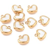 Ion Plating 304 Stainless Steel Heart Pendant with Shell — Charms & Pendants