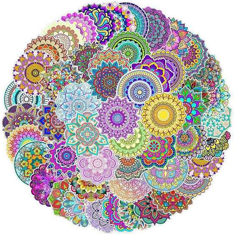 Mandala PVC Plastic Sticker Labels - Waterproof Decals, 50pcs/set — Jewelry Making Tools