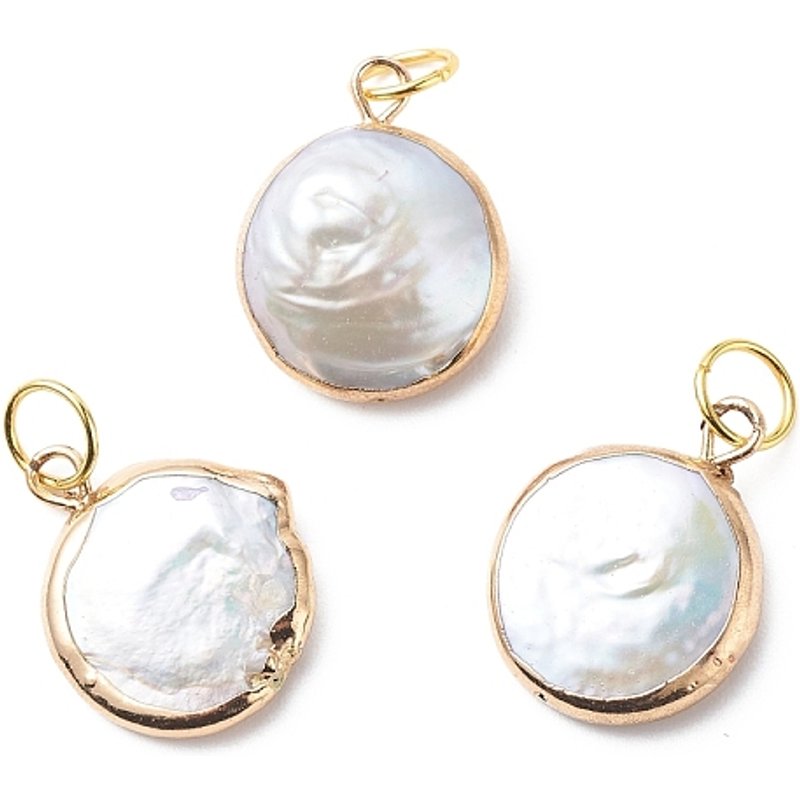 Pendentifs en perles baroques Keshi électroplaquées avec anneaux — Breloques et pendentifs
