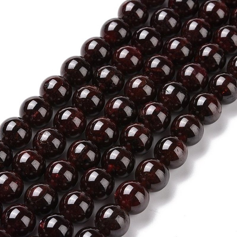 Natural Garnet Round Beads Strands, Grade A, 8mm, 47pcs/strand — Jewelry Beads