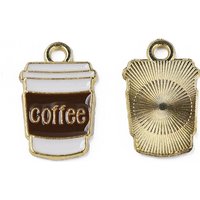 Pendentif en Émail en Alliage, Tasse de Café en Or Clair et Brun Coco — Breloques et pendentifs