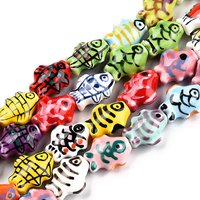 Brins de perles en porcelaine faits à la main, Famille Rose, Poisson, Couleurs mélangées — Perles à bijoux