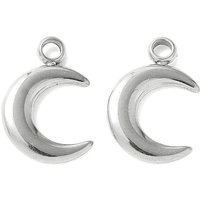 Non-Tarnish 304 Stainless Steel Moon Charms, 13x8.5x2mm