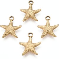 Charmes d'étoile de mer en acier inoxydable 304, plaqué or 18K — Breloques et pendentifs