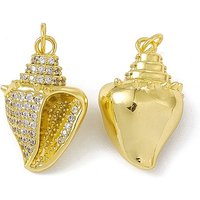 Pendentif en laiton micro pave zircon cubique conch Rack Plating — Breloques et pendentifs