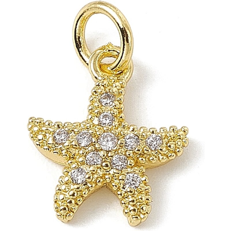 Brass Micro Pave Starfish Charms with Jump Rings, 18K Gold Plated — Charms & Pendants