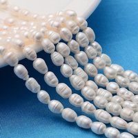 Fil de Perles de Culture d'Eau Douce Naturelles Grade A, Perles de Riz Blanches