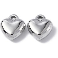 Non-Tarnish 304 Stainless Steel Heart Charm, 12.5x11x4.5mm