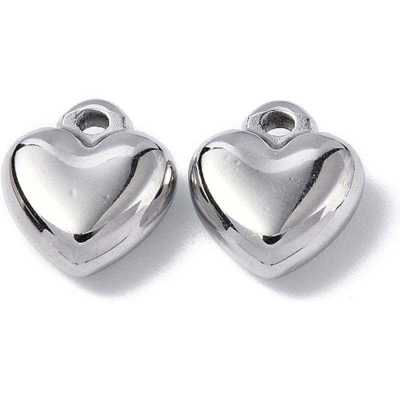 Charm en Acier Inoxydable 304 en Forme de Coeur, 12.5x11x4.5mm — Breloques et pendentifs