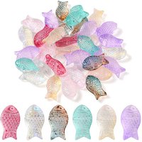 35 Transparent Spray Painted Glass Fish Beads, Mixed Colors — Jewelry Beads