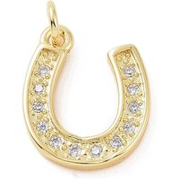 Brass Micro Pave Cubic Zirconia U Shape Horse Shoe Charms