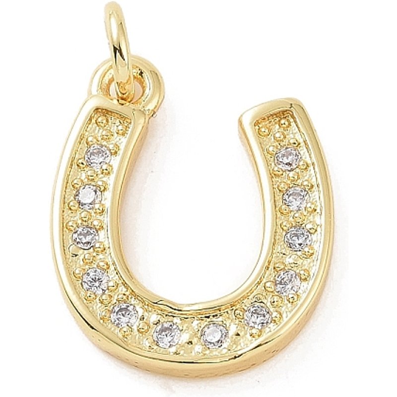 Charms en forme de fer à cheval en zircon cubique micro pavé en laiton — Breloques et pendentifs