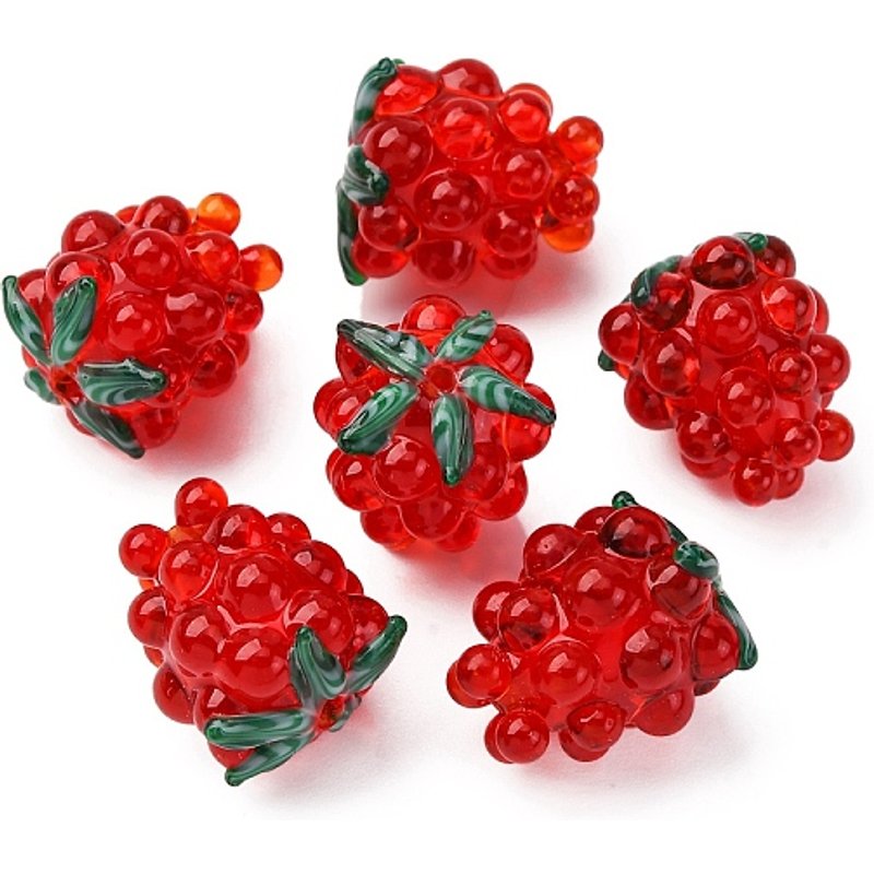 Handmade Lampwork Beads, Grape, Red, 14x12mm, Hole 1.5mm — Jewelry Beads