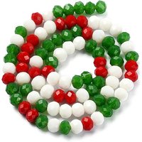 Fils de perles en verre thématiques de Noël, facettées, colorées, 6x5mm — Perles à bijoux