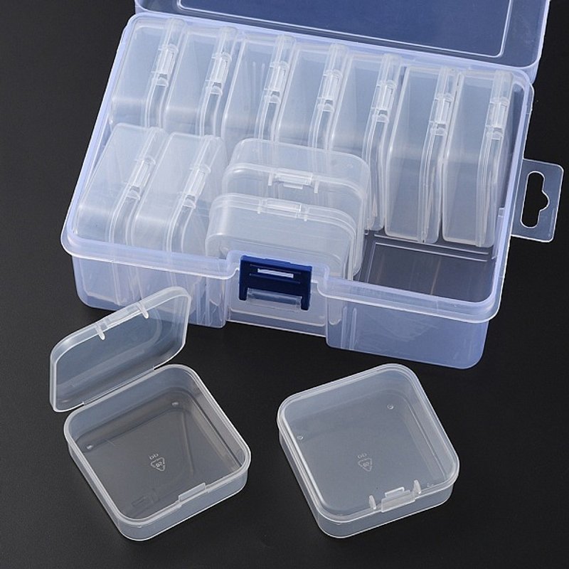 13-Piece Clear Plastic Bead Storage Containers — Jewelry Display & Storage