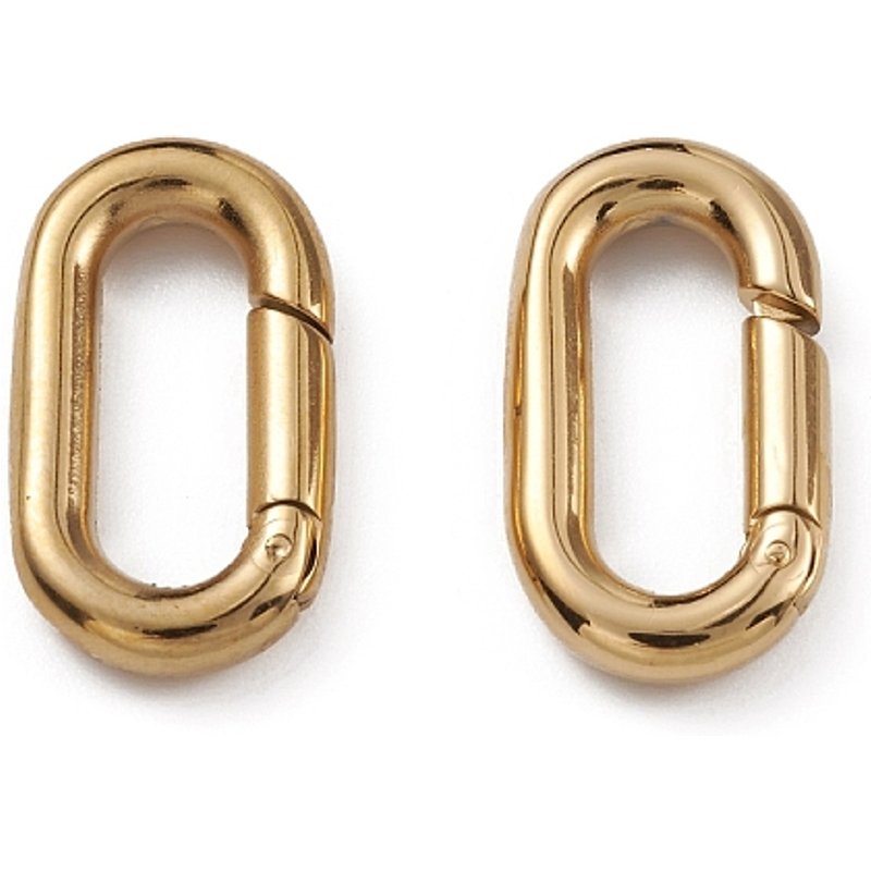 Ion Plating 304 Stainless Steel Oval Spring Gate Rings — Jewelry Findings
