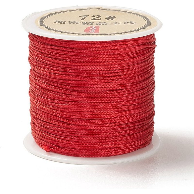 Nylon Chinese Knot Cord for Jewelry Making, Red, 0.8mm, 38-40m — Chains, Wire & Cord