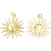 Rack Plating Sun Charm Pendant, 18K Gold Plated, Cadmium & Lead Free