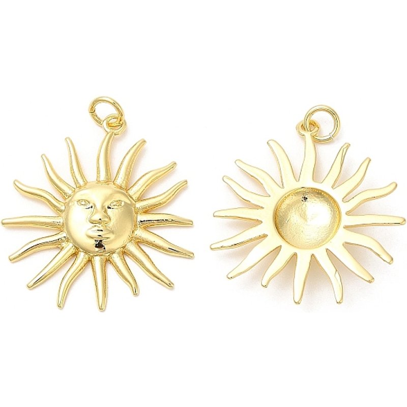 Pendentif Charme Soleil Rack Plating, Plaqué Or 18K, Sans Cadmium ni Plomb — Breloques et pendentifs