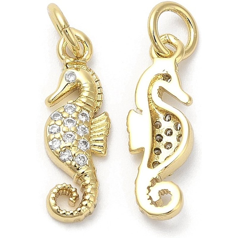 Pendentif en laiton avec zircon cubique micro pave en forme d'hippocampe — Breloques et pendentifs
