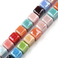 Handmade Porcelain Beads Strands, Cube, Mixed Color, 6-7mm — Jewelry Beads
