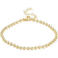 Rack Plating Women's Brass Ball Chain Bracelet, 18K Gold Plated
