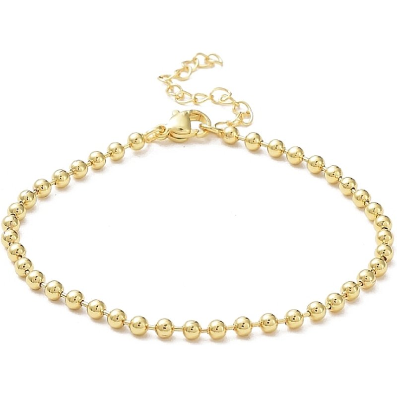 Rack Plating Women's Brass Ball Chain Bracelet, 18K Gold Plated — Bracelet Women