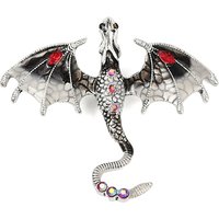 Broche en Émail de Dragon en Alliage Argent Antique avec Strass — Broches
