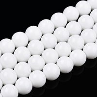Fil de Perles en Verre Opaque Blanches, Rondes, 8-8,5mm, Trou de 1,5mm