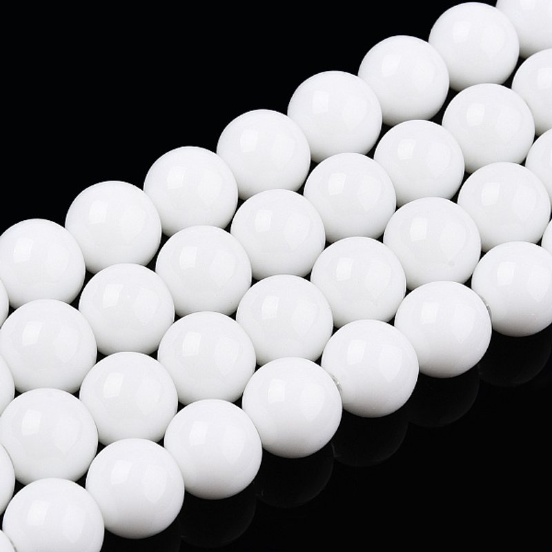 Fil de Perles en Verre Opaque Blanches, Rondes, 8-8,5mm, Trou de 1,5mm — Perles à bijoux