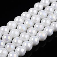 Brins de perles en verre opaque électroplaqué, couleur AB, blanc — Perles à bijoux