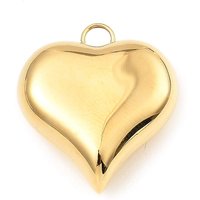 Pendentif en Acier Inoxydable 304, Charm Coeur, Plaqué Or 18K — Breloques et pendentifs