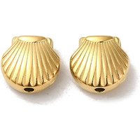 Perles en Acier Inoxydable 304, Forme de Coquillage, Plaqué Or 18K
