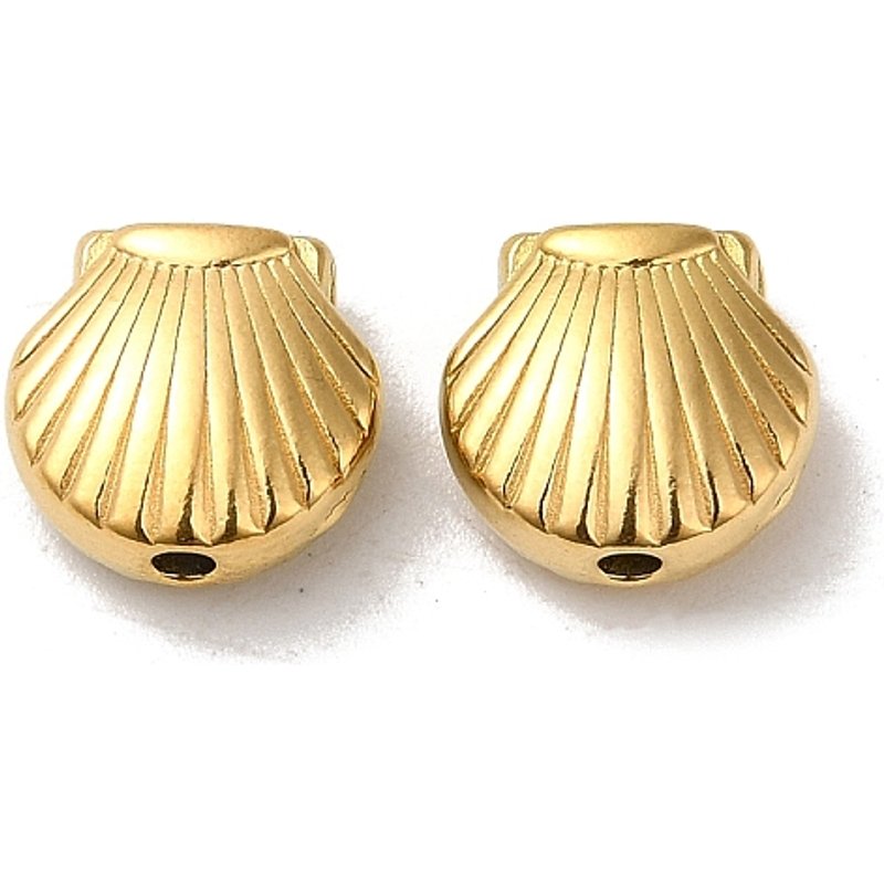 Perles en Acier Inoxydable 304, Forme de Coquillage, Plaqué Or 18K — Perles à bijoux