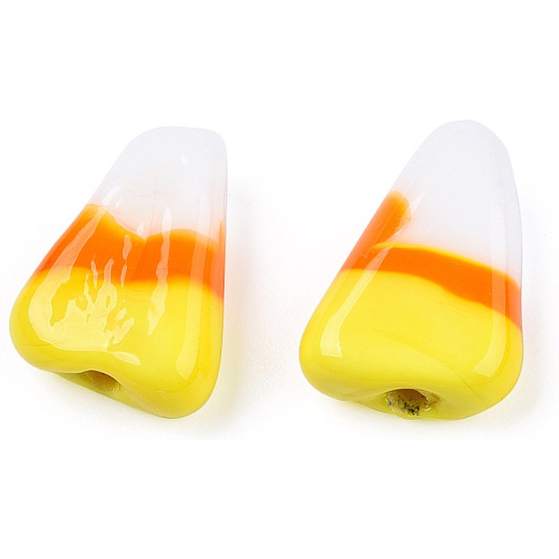 Halloween Handmade Lampwork Beads in Yellow, Orange & White — Jewelry Beads