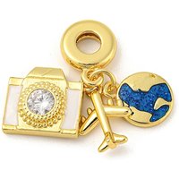 Rack Plating Brass Enamel European Dangle Charms with Zirconia — Jewelry Beads