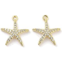 Pendentif étoile de mer en laiton avec zircon cubique clair, plaqué or 18K — Breloques et pendentifs