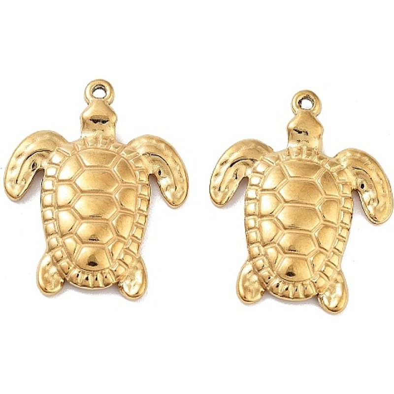 Charms de tortue de mer en acier inoxydable 304, plaqué or — Breloques et pendentifs