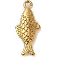 Pendentifs en Acier Inoxydable 304 avec Plaquage en Or 18K, Charms Poisson