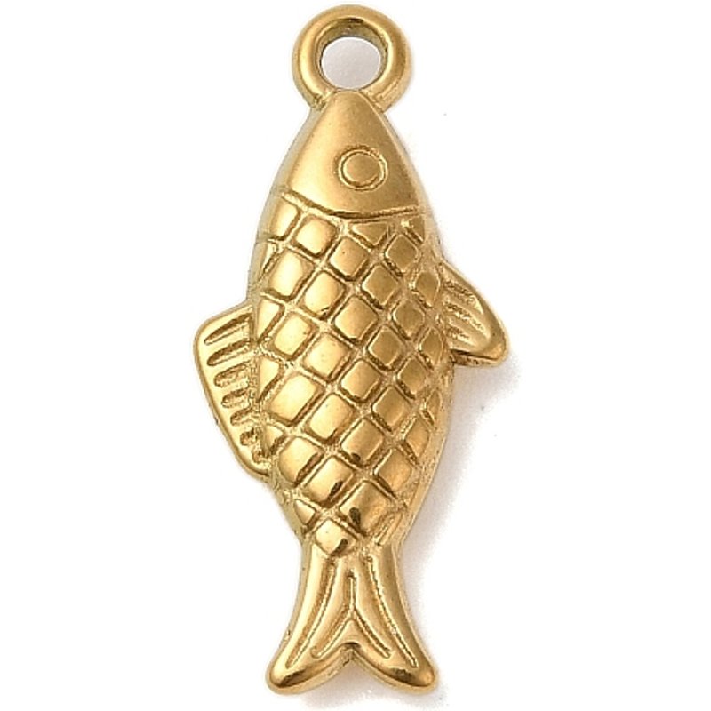 Pendentifs en Acier Inoxydable 304 avec Plaquage en Or 18K, Charms Poisson — Breloques et pendentifs