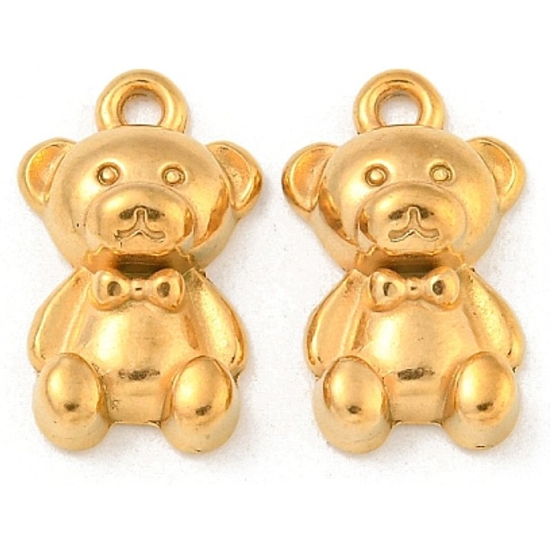 Charms en Acier Inoxydable 304, Ours, Plaqué Or 18K — Breloques et pendentifs