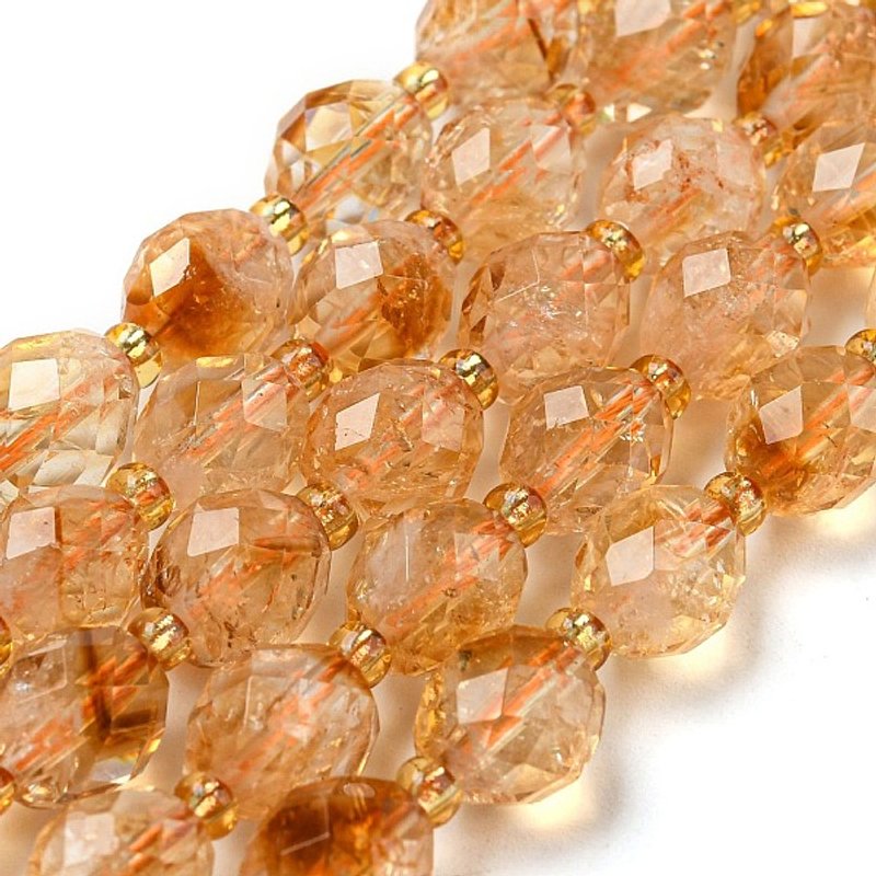 Brins de perles de citrine naturelle, ovales facettées avec perles de semence — Perles à bijoux