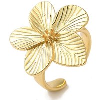 Bague à Manchette en Laiton Flower Rack pour Femmes, Plaqué Or 18K, Ajustable — Bijoux fantaisie
